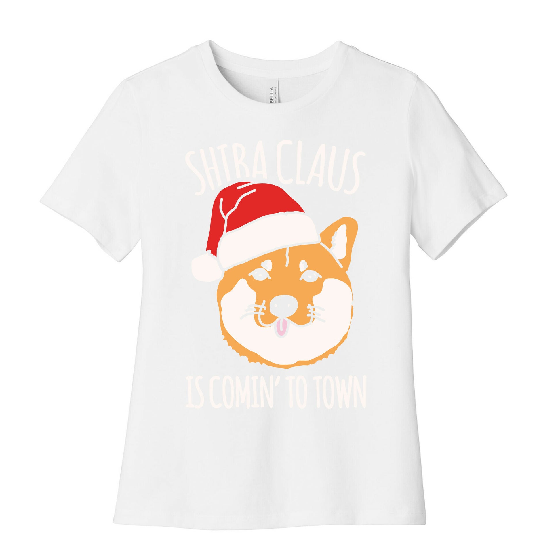 Shiba Claus Is Comin' To Town White Print Women's Cotton Tee