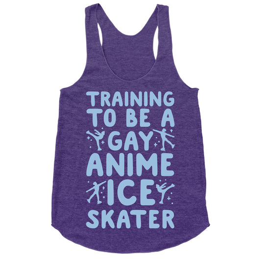 Training To Be A Gay Anime Ice Skater White Print  Racerback Tank