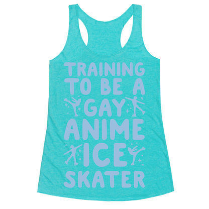 Training To Be A Gay Anime Ice Skater White Print  Racerback Tank