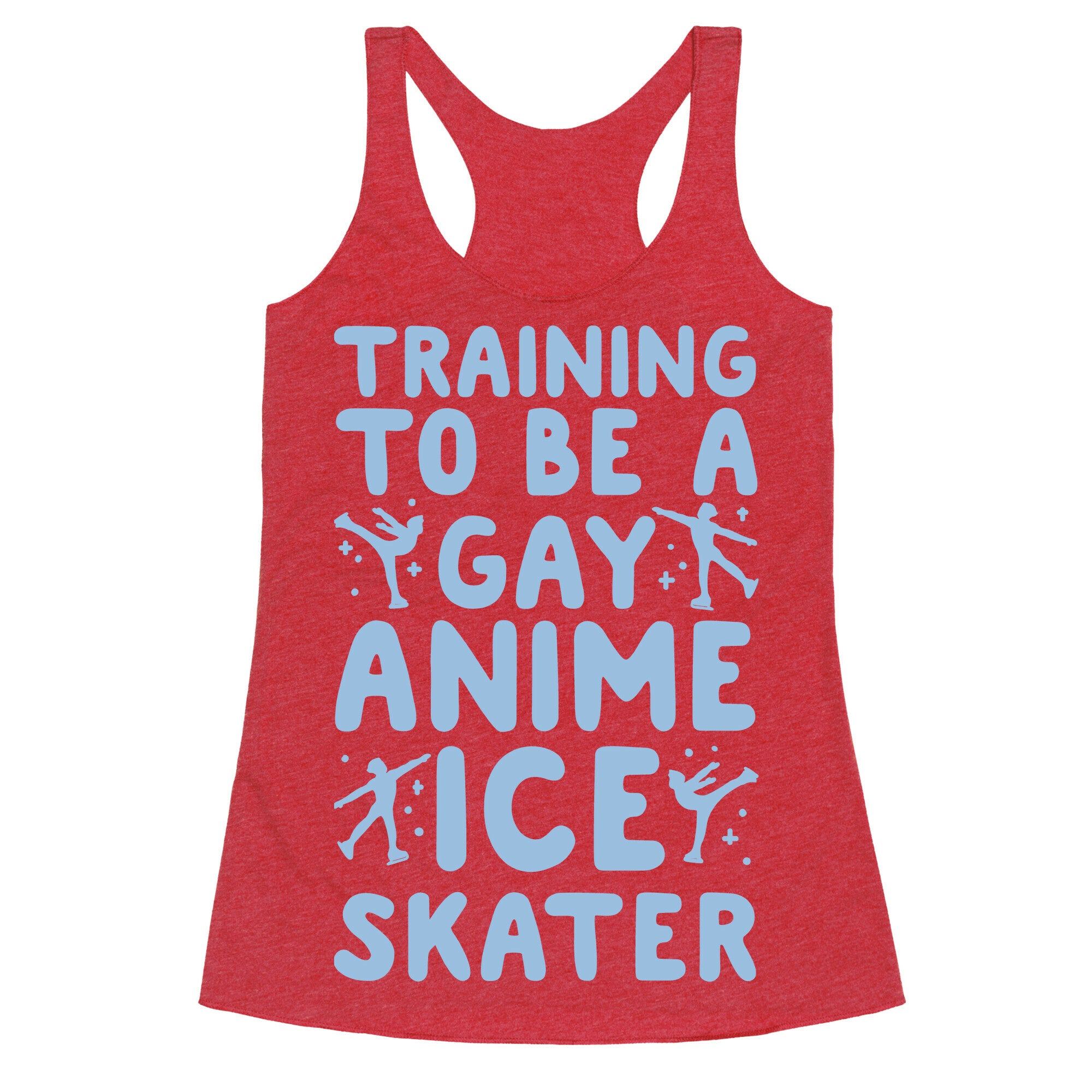 Training To Be A Gay Anime Ice Skater White Print  Racerback Tank