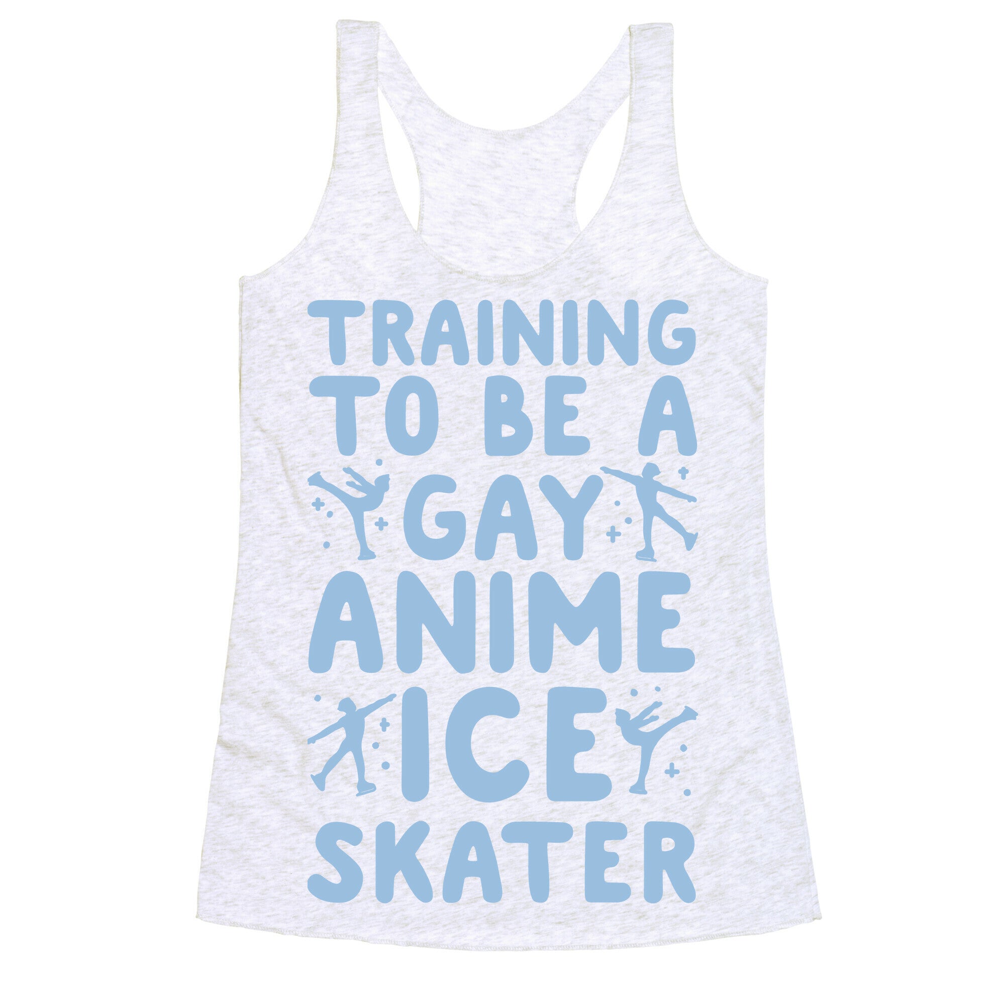 Training To Be A Gay Anime Ice Skater White Print  Racerback Tank