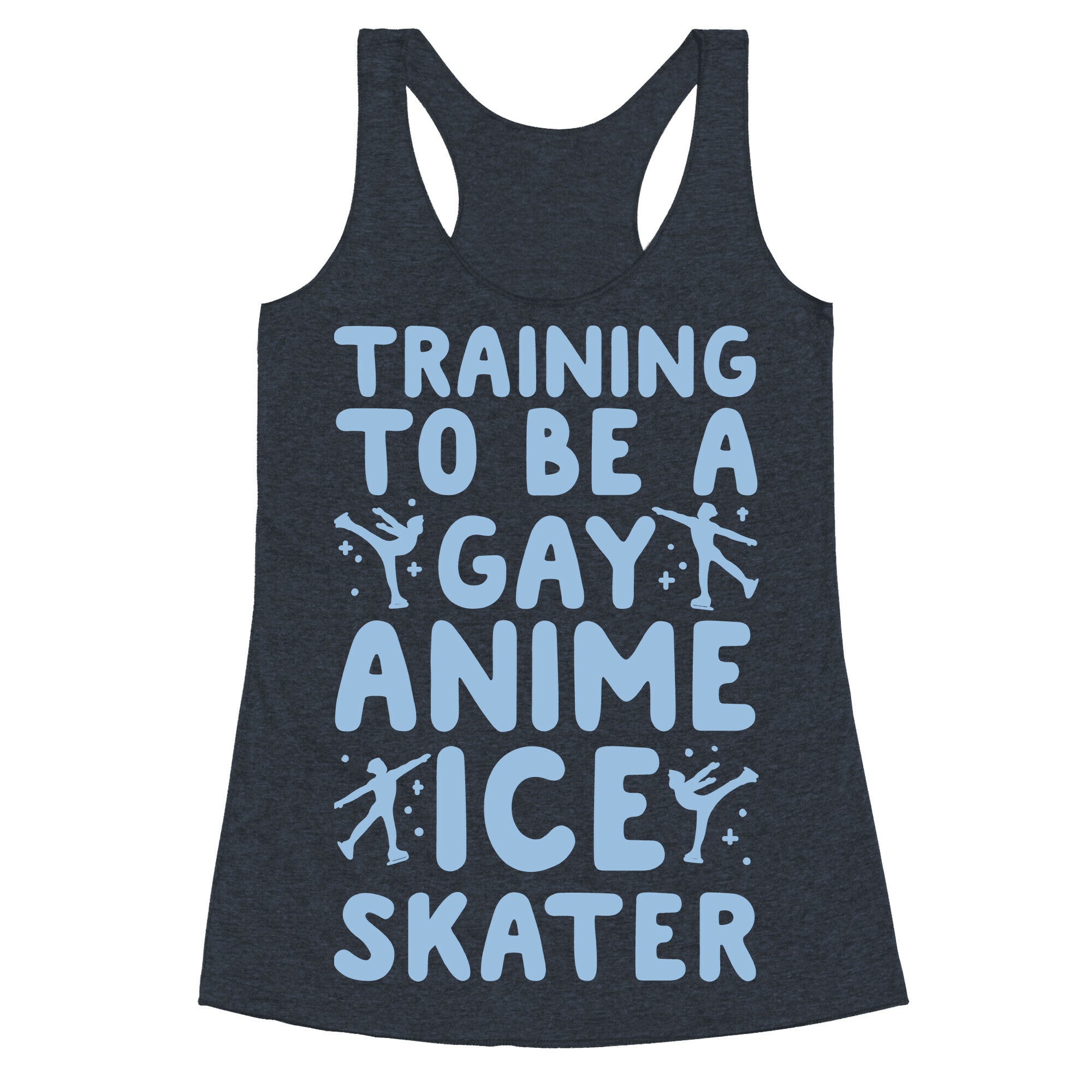 Training To Be A Gay Anime Ice Skater White Print  Racerback Tank