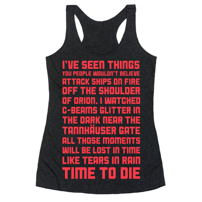 C-Beams Speech Tears In Rain Monologue Racerback Tank