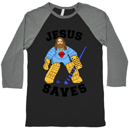 Jesus Saves (Hockey Edition) Baseball Tee