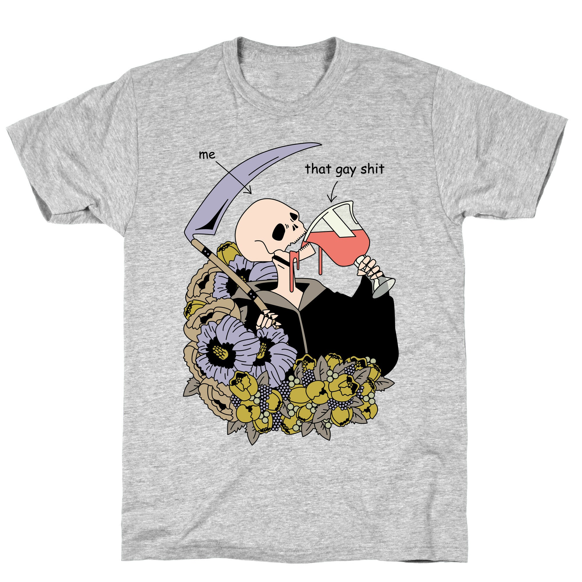 Skeleton Drinking Wine T-Shirt