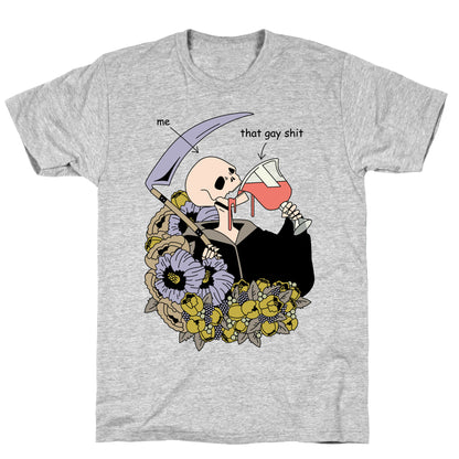 Skeleton Drinking Wine T-Shirt