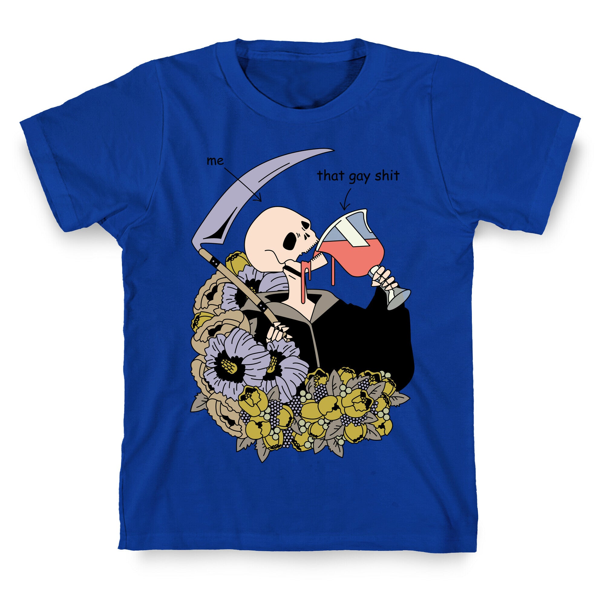 Skeleton Drinking Wine T-Shirt