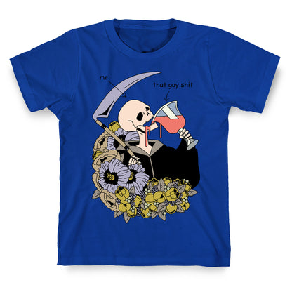 Skeleton Drinking Wine T-Shirt
