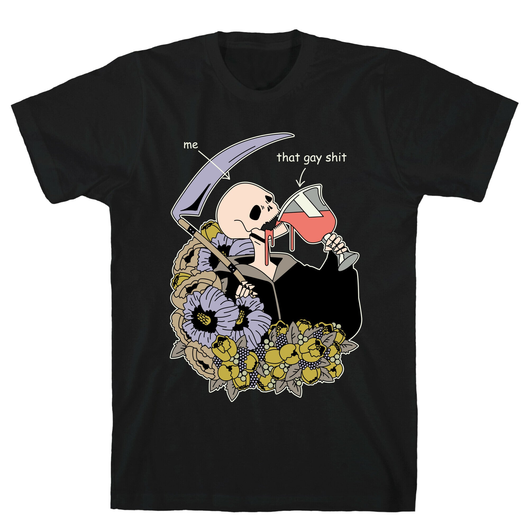 Skeleton Drinking Wine T-Shirt