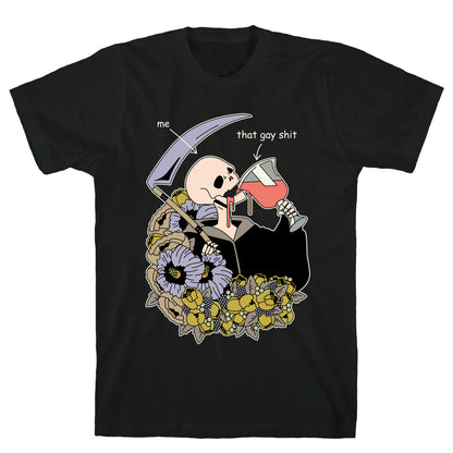 Skeleton Drinking Wine T-Shirt