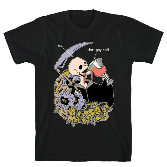 Skeleton Drinking Wine T-Shirt