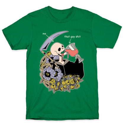 Skeleton Drinking Wine T-Shirt