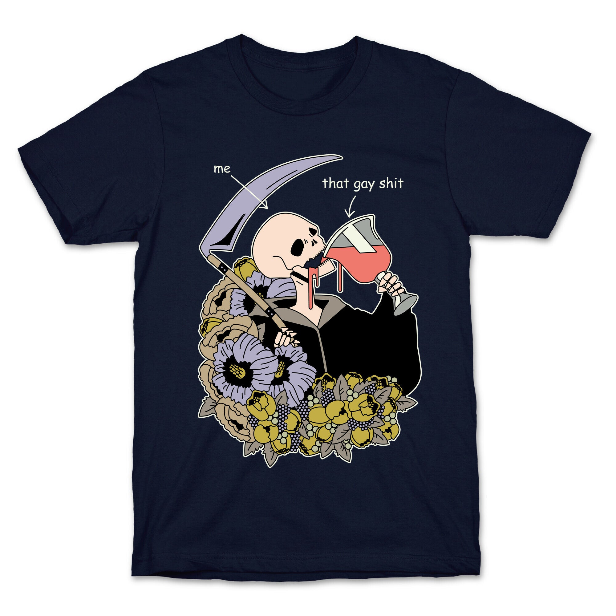 Skeleton Drinking Wine T-Shirt