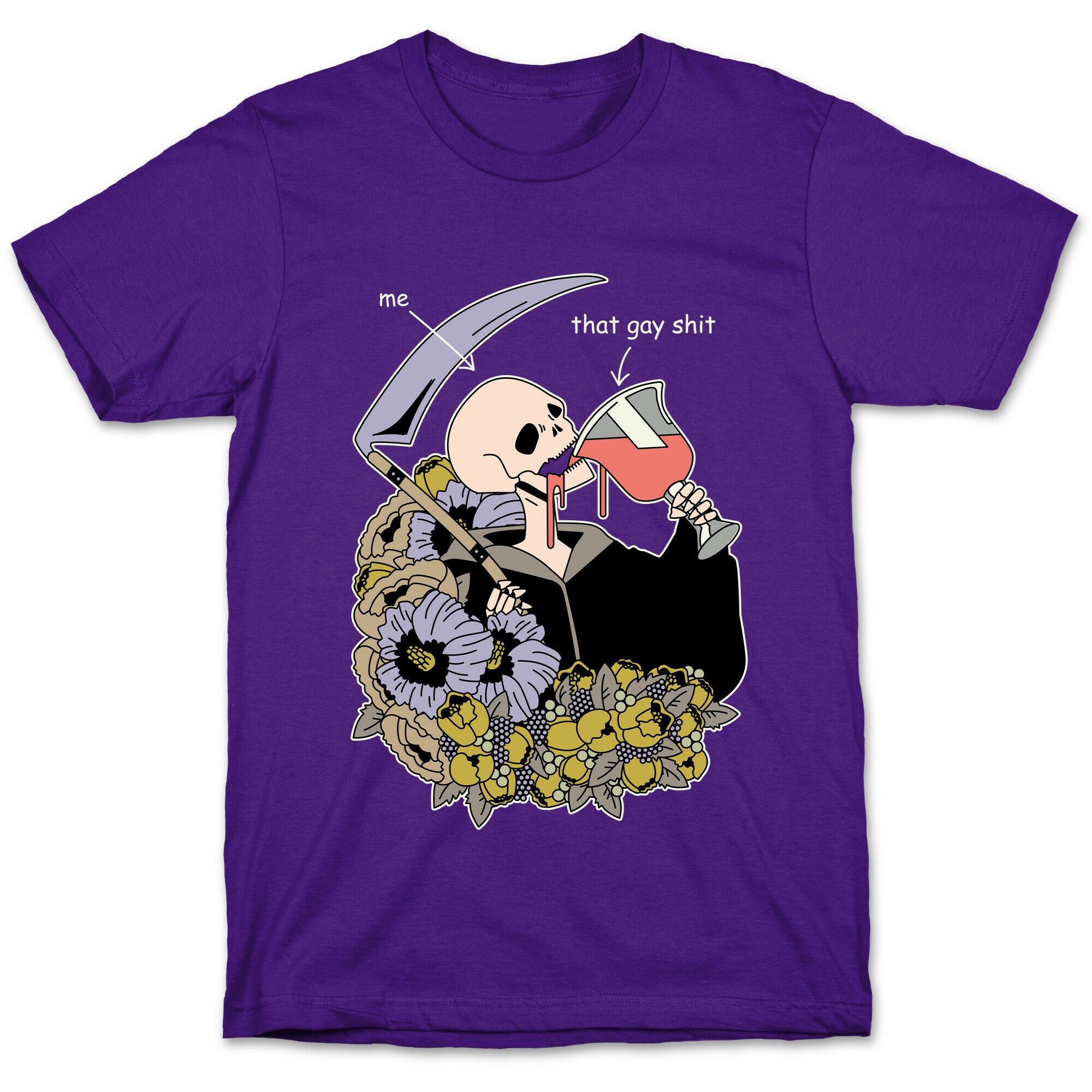 Skeleton Drinking Wine T-Shirt