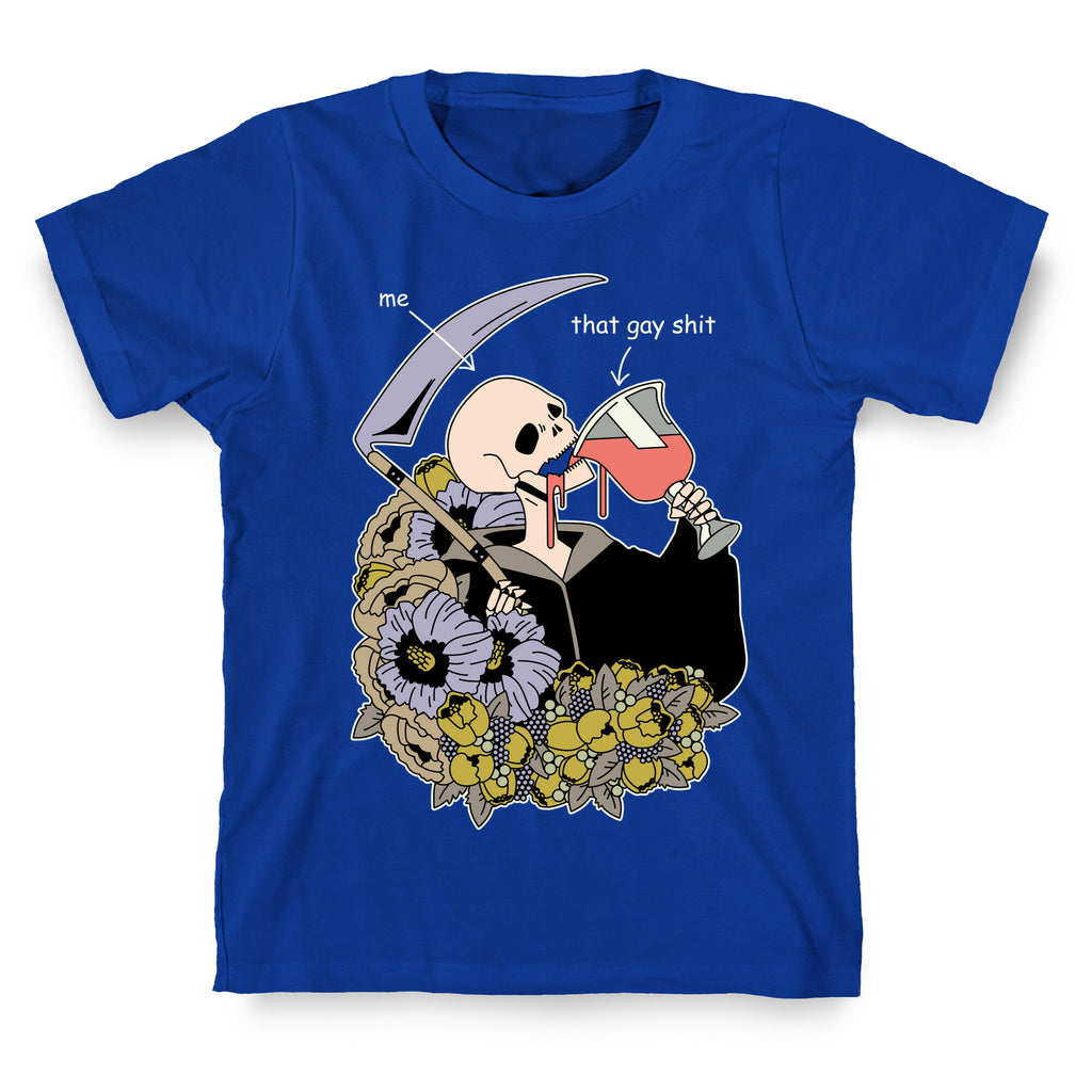 Skeleton Drinking Wine T-Shirt