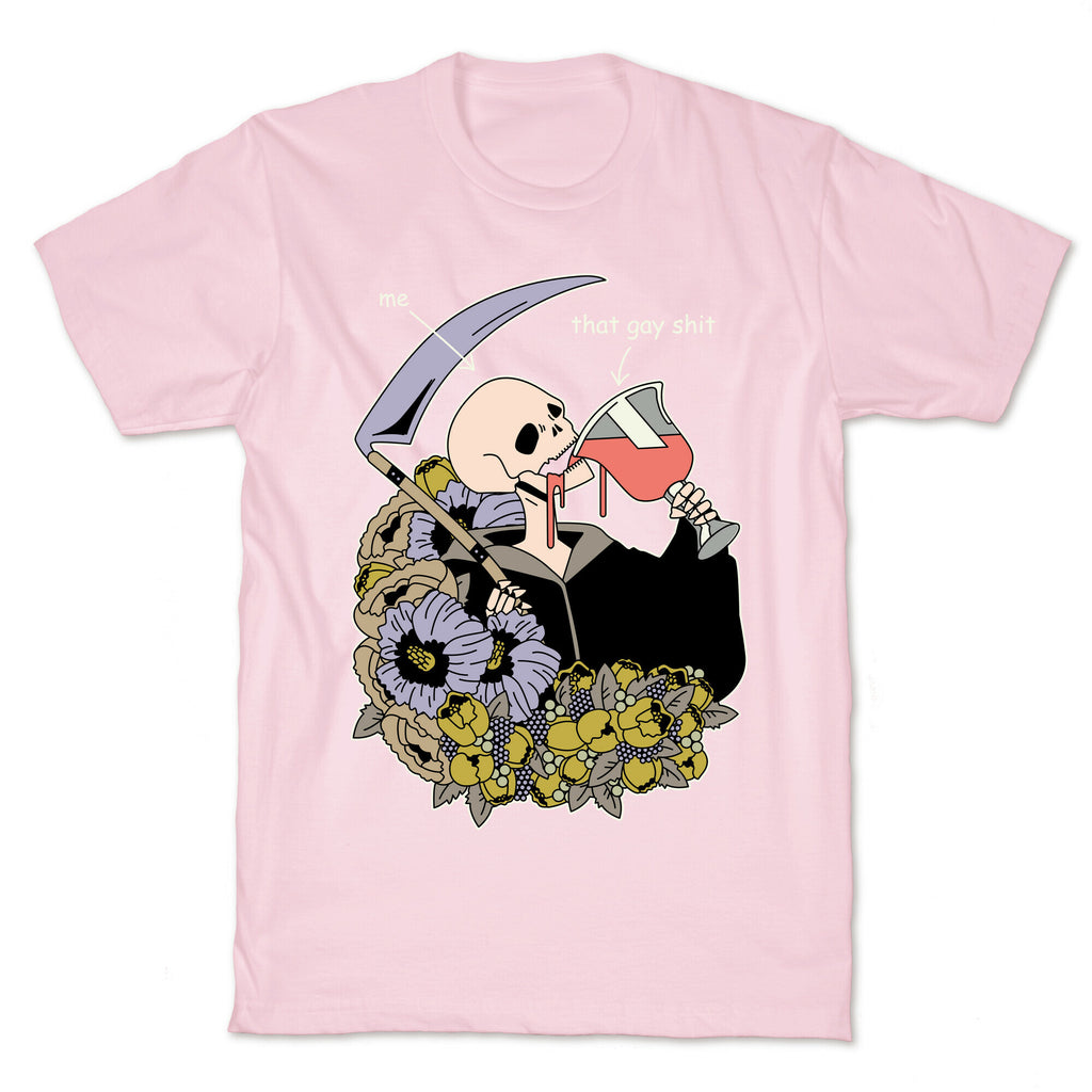 Skeleton Drinking Wine T-Shirt