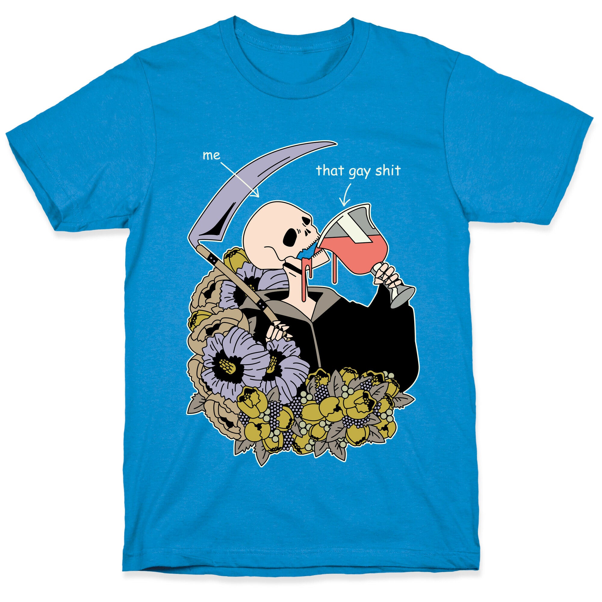Skeleton Drinking Wine T-Shirt