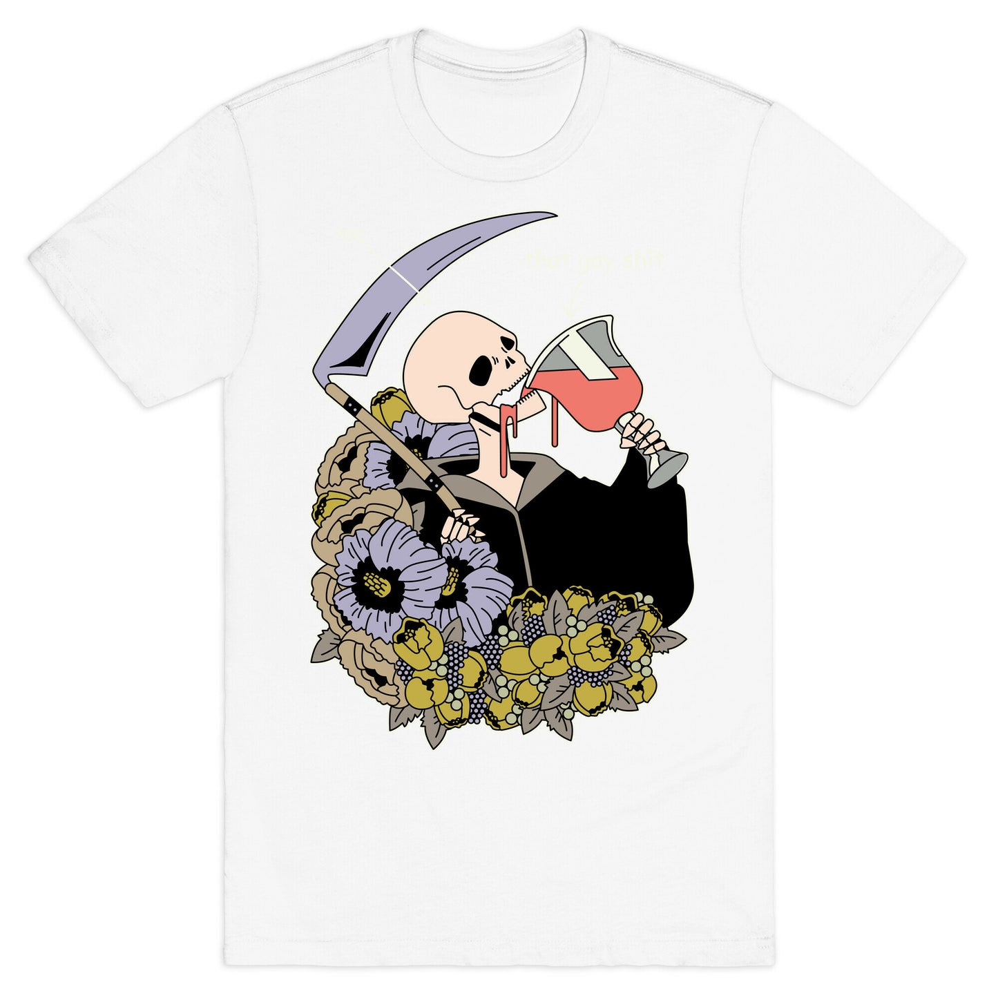 Skeleton Drinking Wine T-Shirt