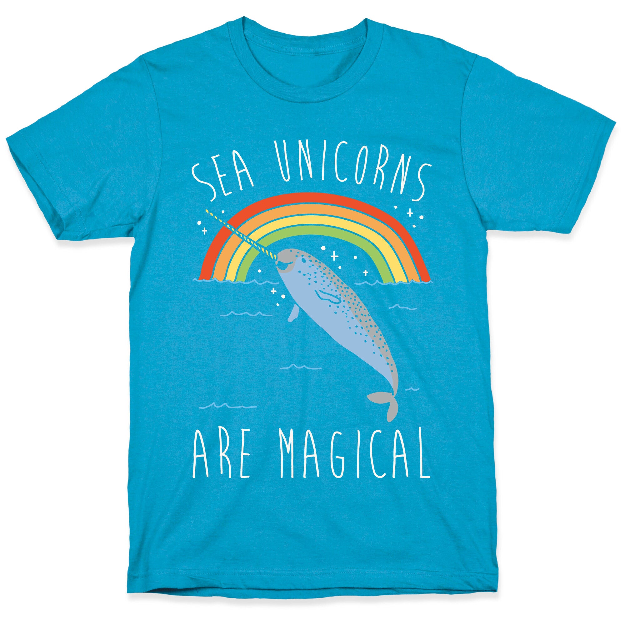 Sea Unicorns Are Magical White Font Unisex Triblend Tee