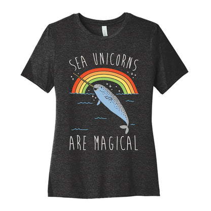 Sea Unicorns Are Magical White Font Women's Cotton Tee