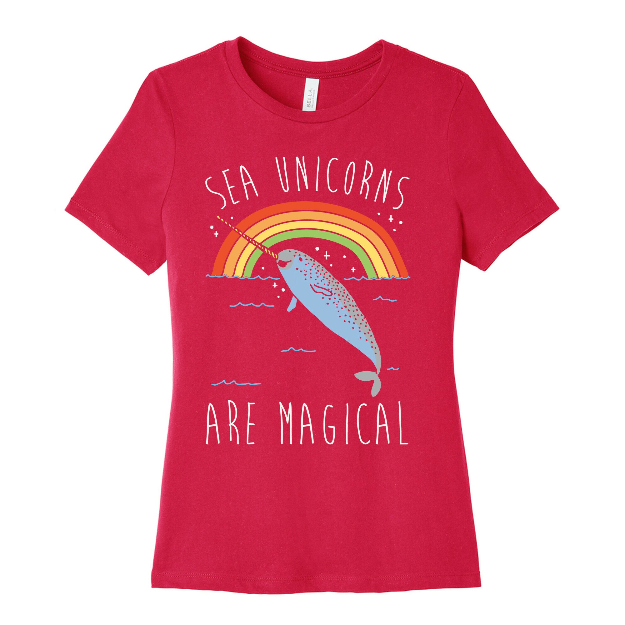 Sea Unicorns Are Magical White Font Women's Cotton Tee