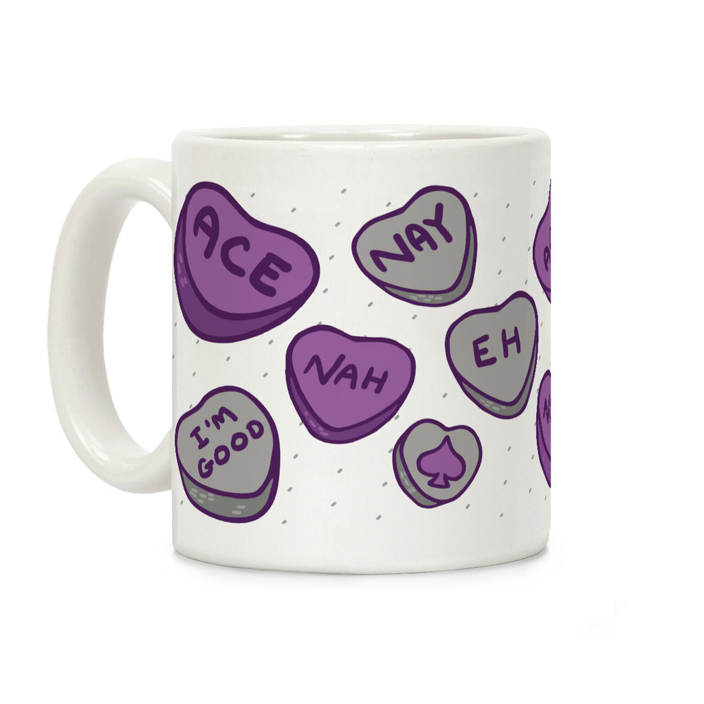Asexual Conversation Hearts Coffee Mug