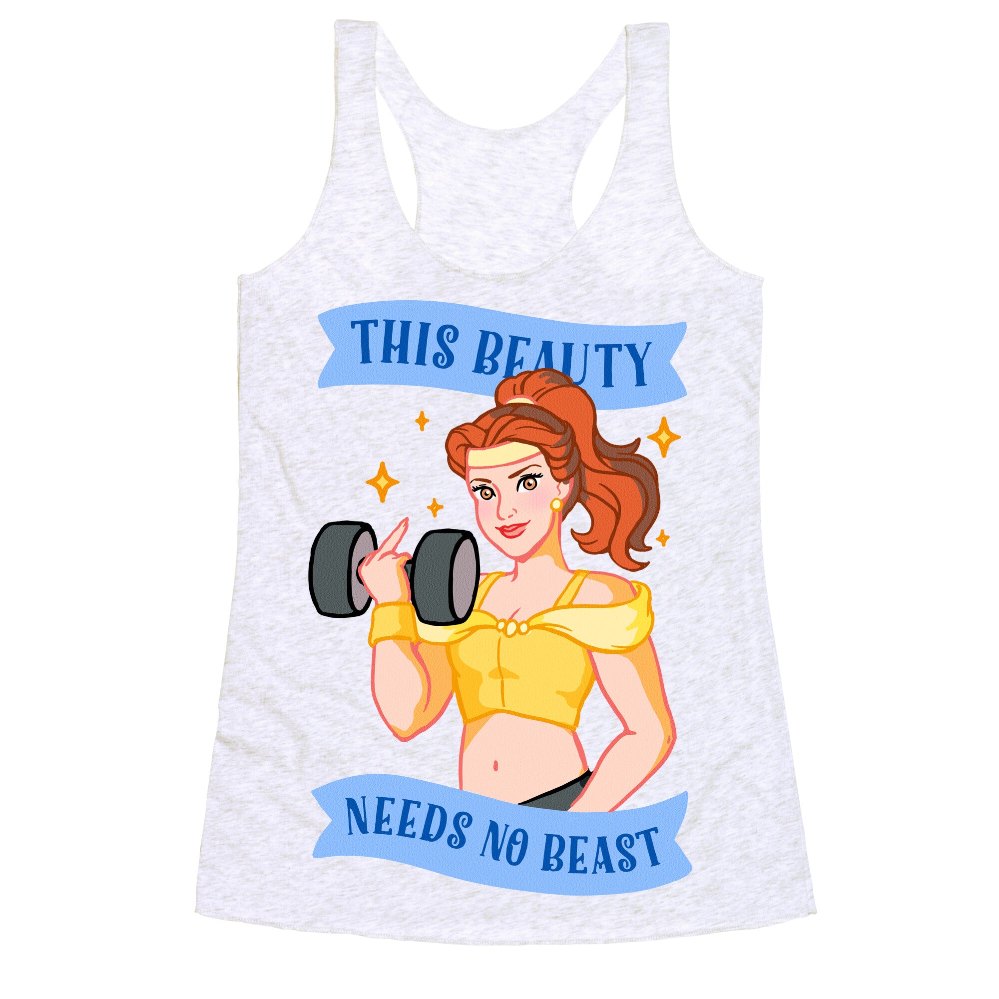 This Beauty Needs No Beast Parody Racerback Tank