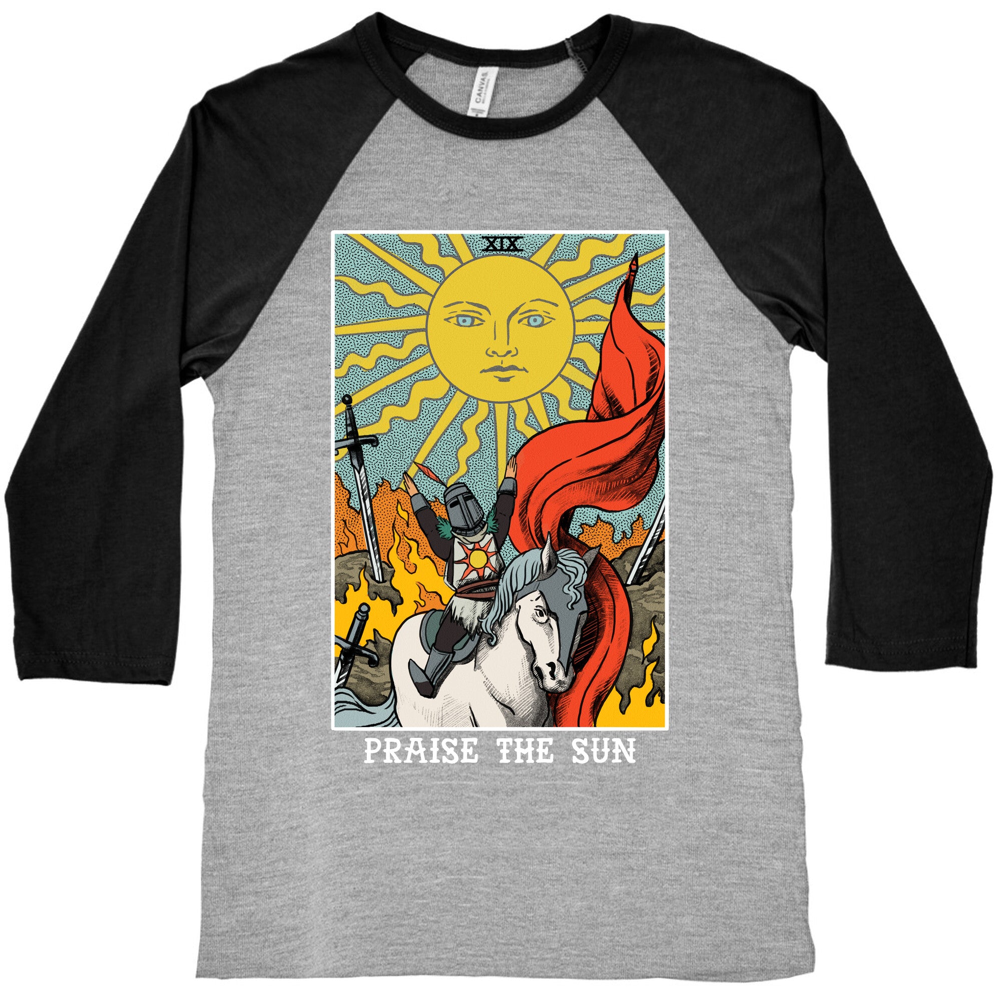 Praise The Sun Tarot Card Baseball Tee