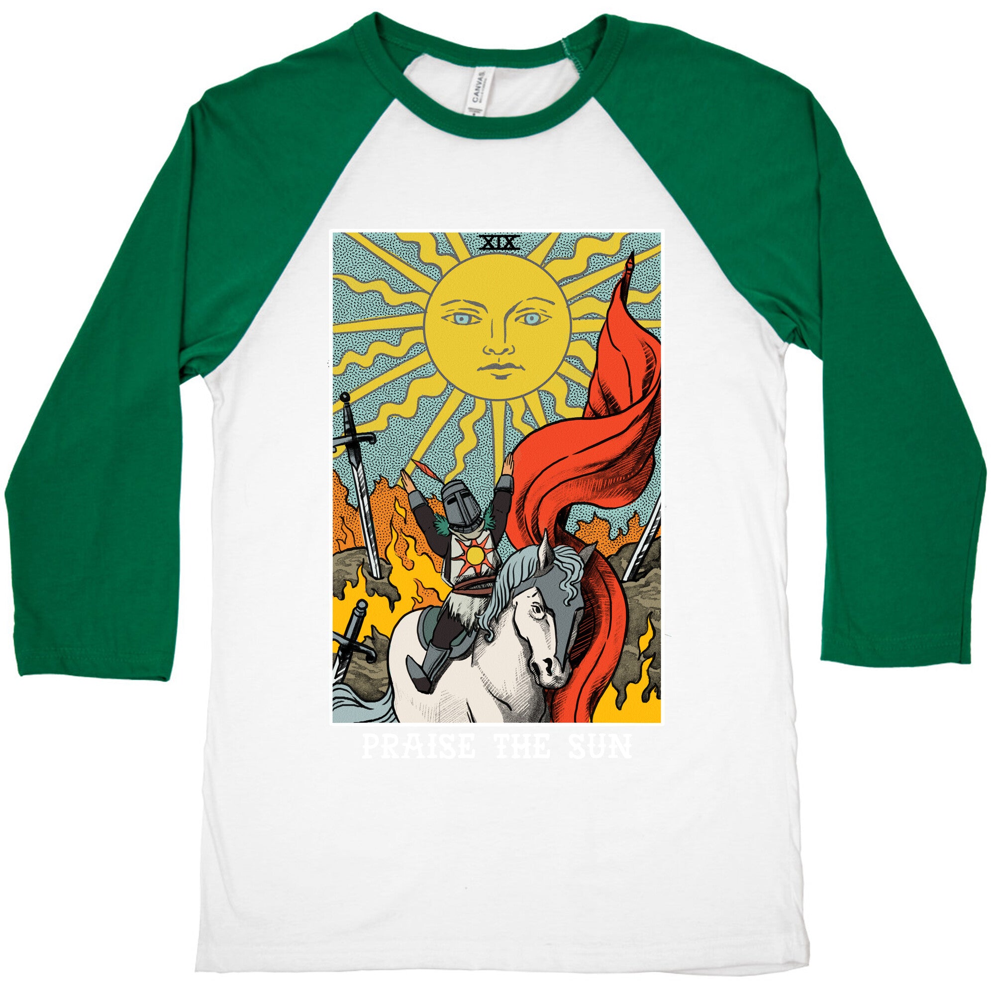 Praise The Sun Tarot Card Baseball Tee