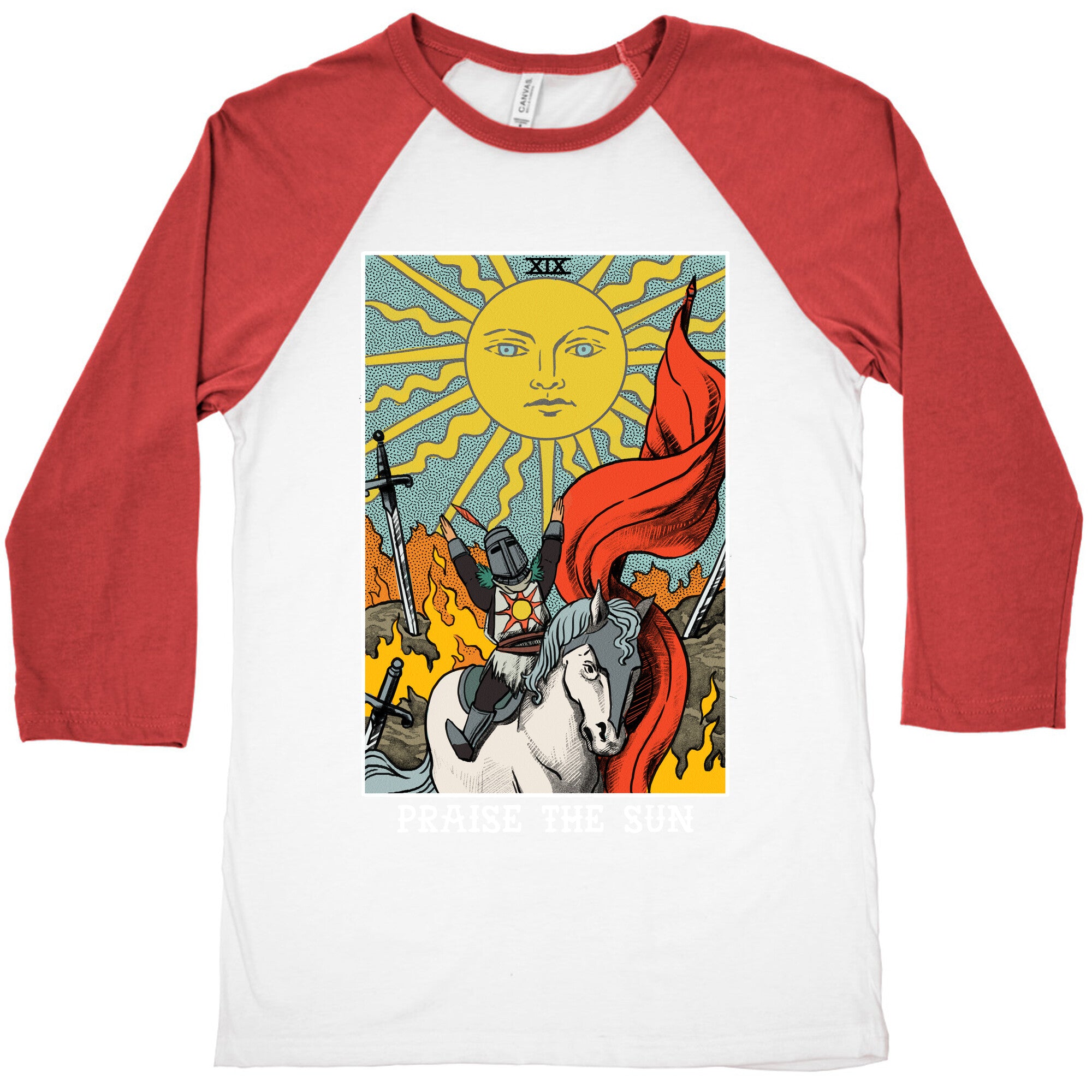 Praise The Sun Tarot Card Baseball Tee