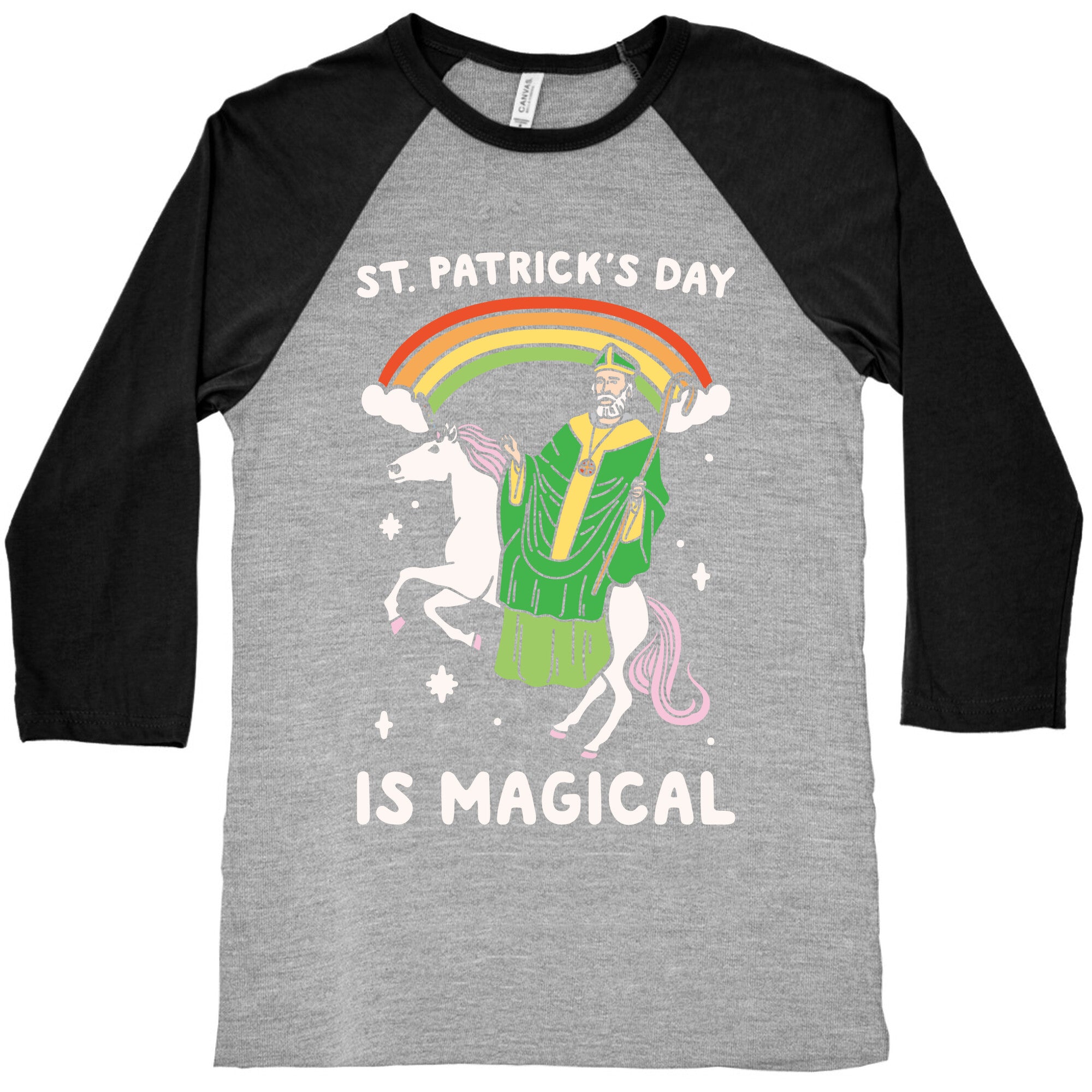 St. Patrick's Day Is Magical White Print Baseball Tee