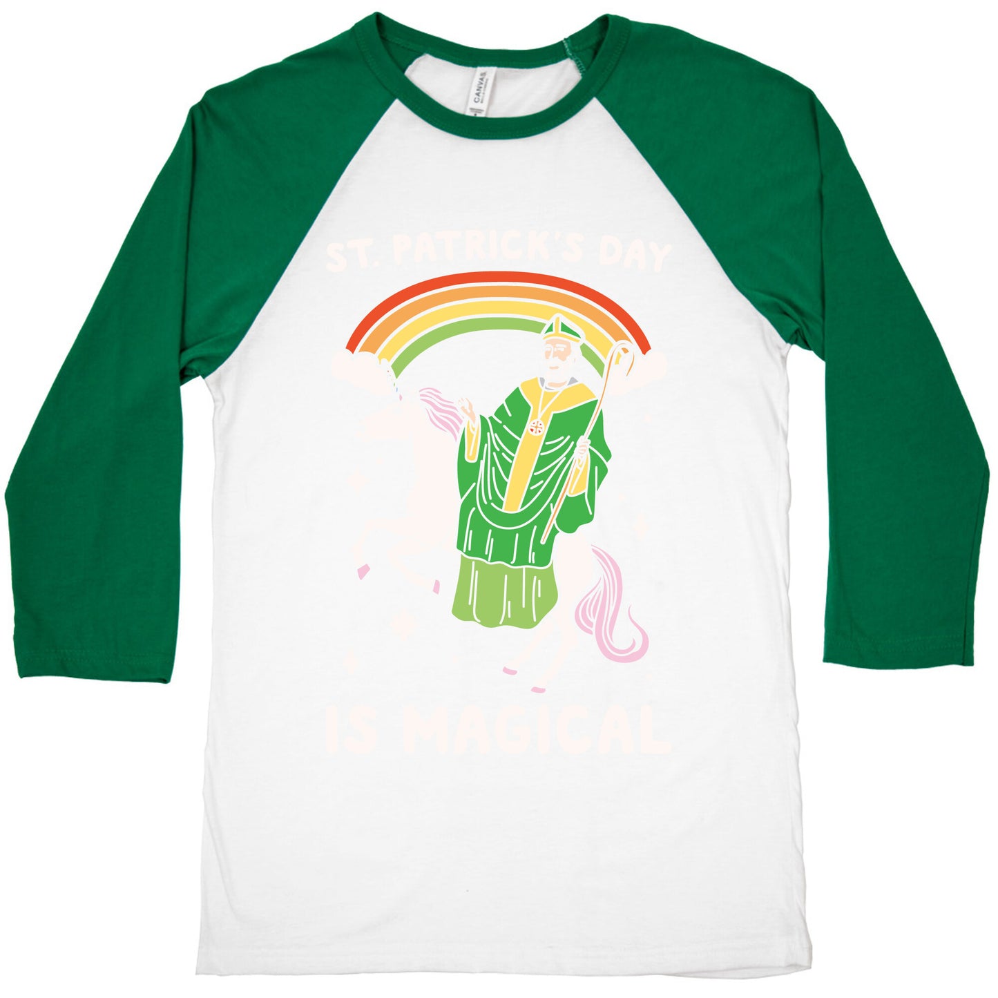 St. Patrick's Day Is Magical White Print Baseball Tee