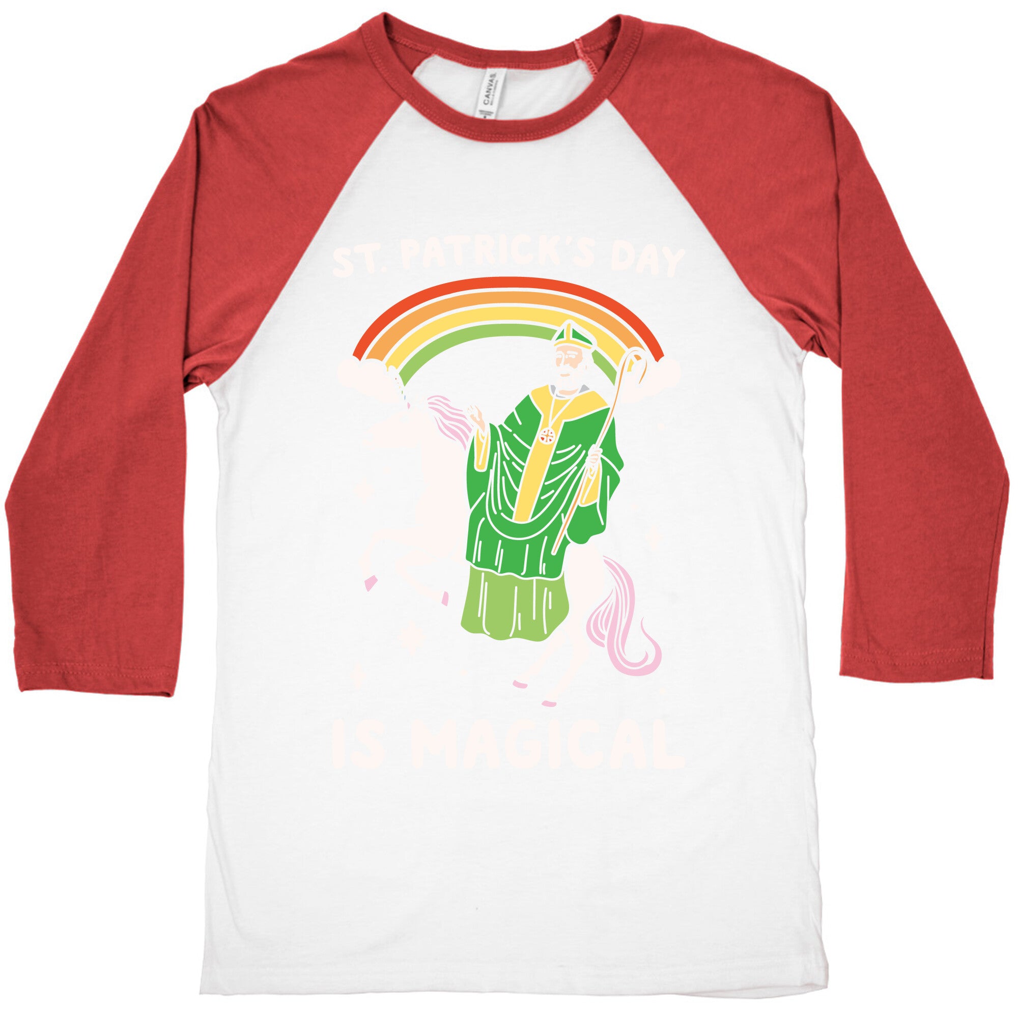 St. Patrick's Day Is Magical White Print Baseball Tee