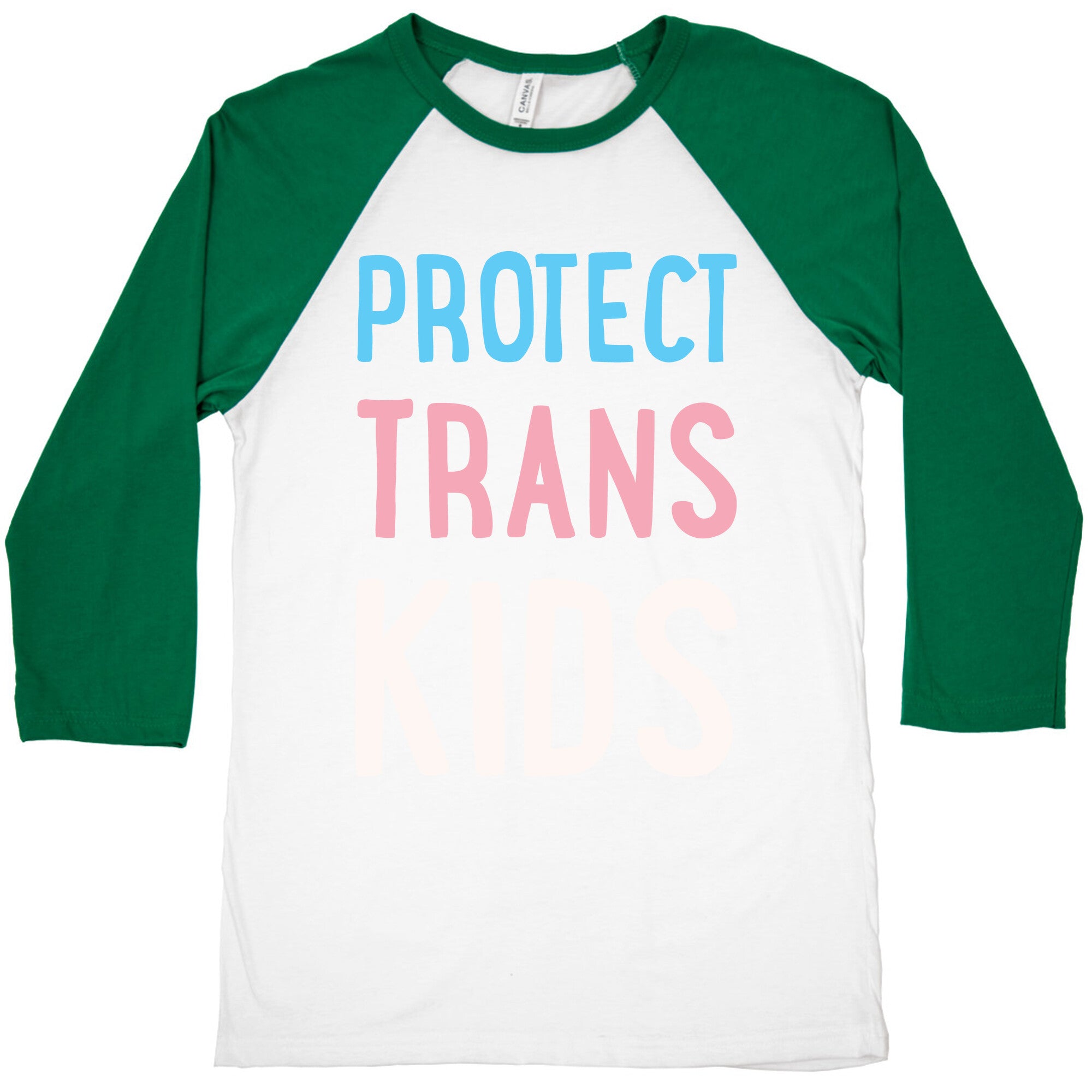Protect Trans Kids White Print Baseball Tee