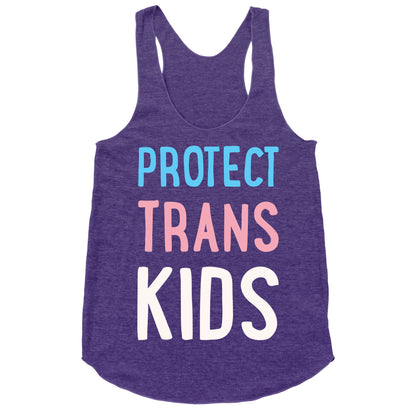 Protect Trans Kids White Print Racerback Tank