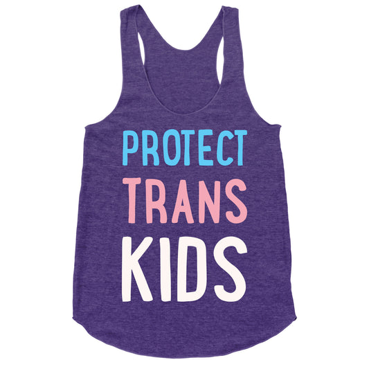 Protect Trans Kids White Print Racerback Tank