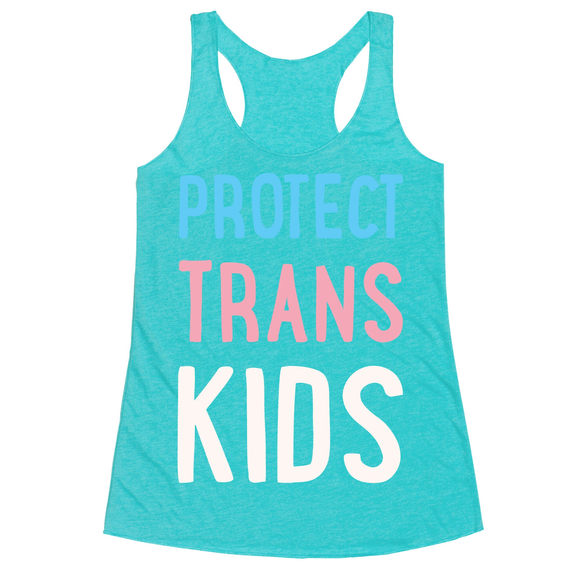 Protect Trans Kids White Print Racerback Tank
