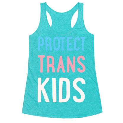 Protect Trans Kids White Print Racerback Tank