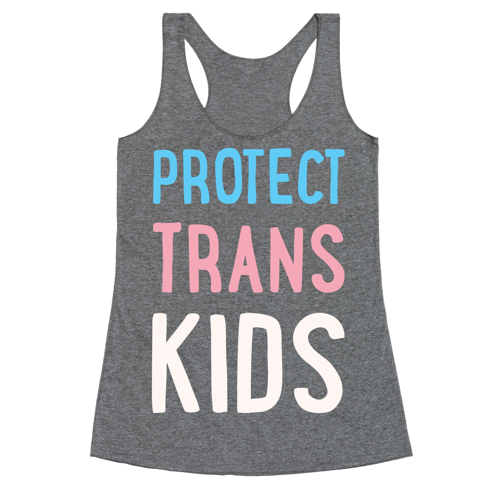 Protect Trans Kids White Print Racerback Tank