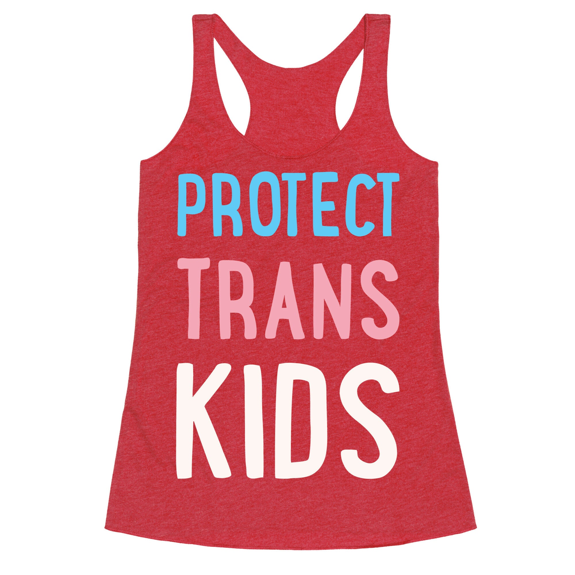 Protect Trans Kids White Print Racerback Tank
