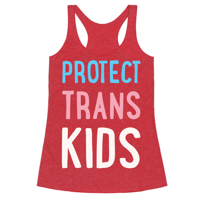 Protect Trans Kids White Print Racerback Tank