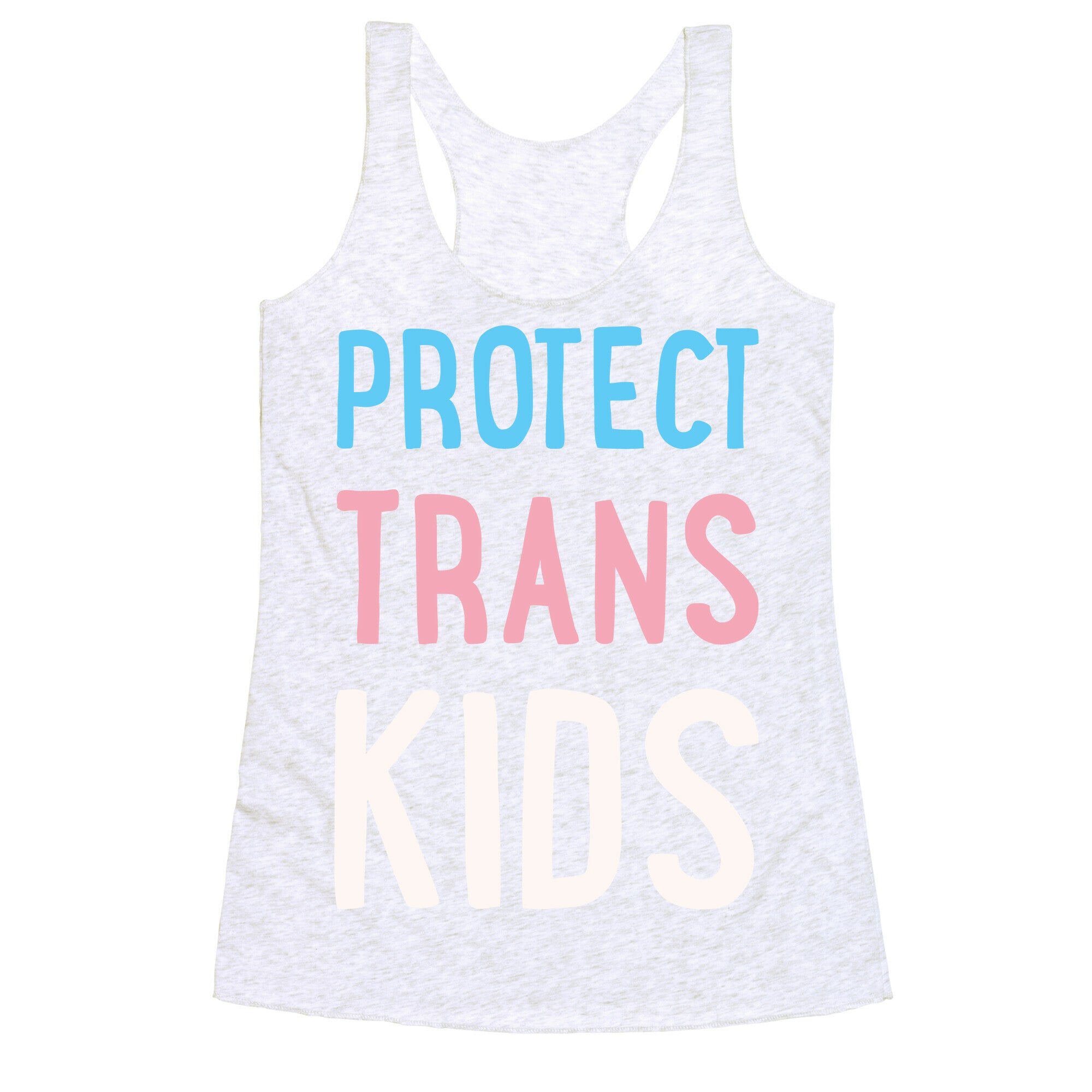 Protect Trans Kids White Print Racerback Tank
