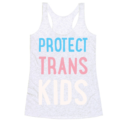 Protect Trans Kids White Print Racerback Tank