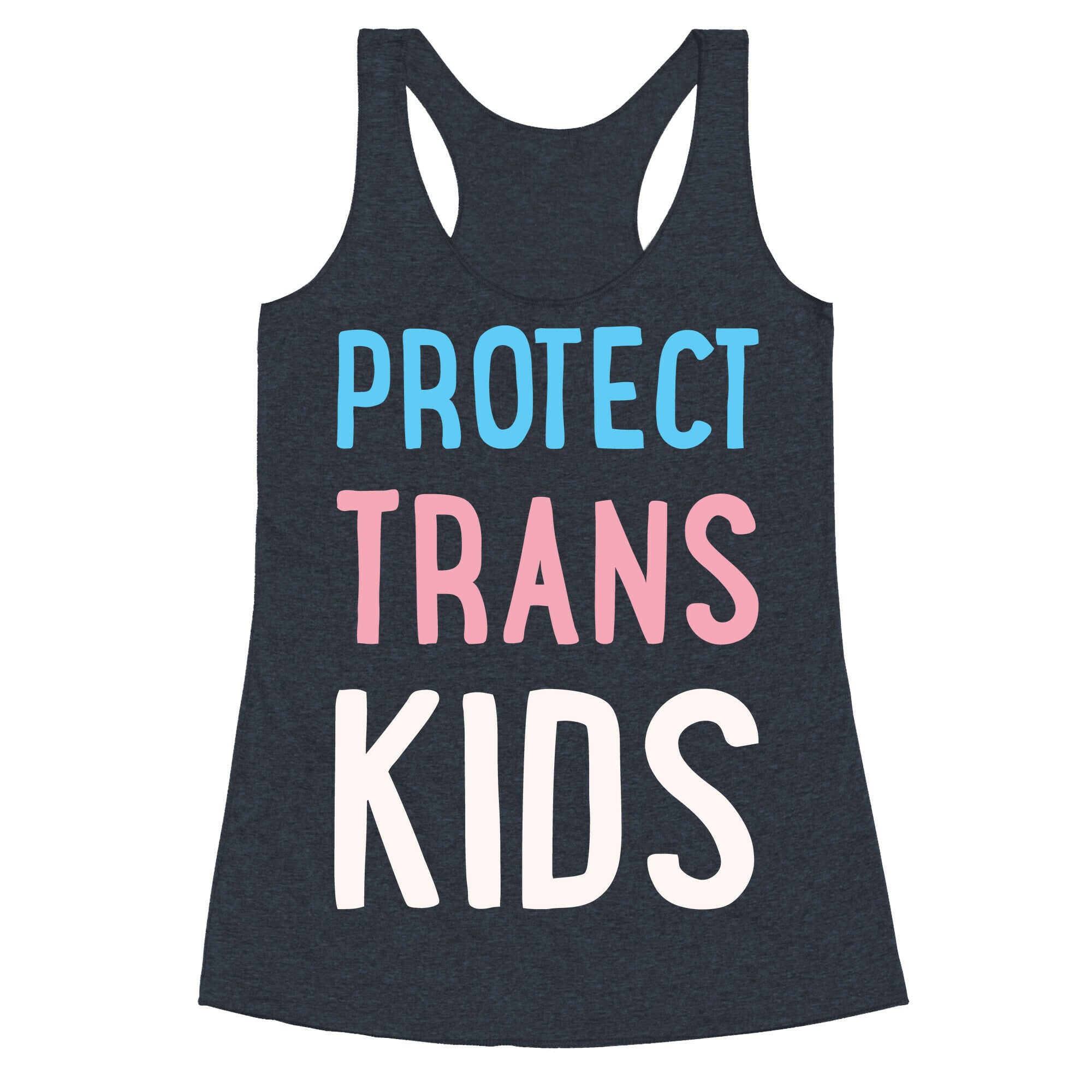 Protect Trans Kids White Print Racerback Tank