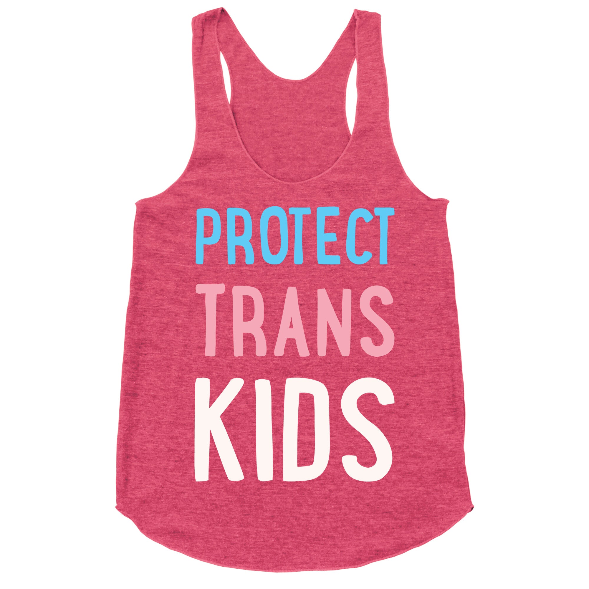 Protect Trans Kids White Print Racerback Tank