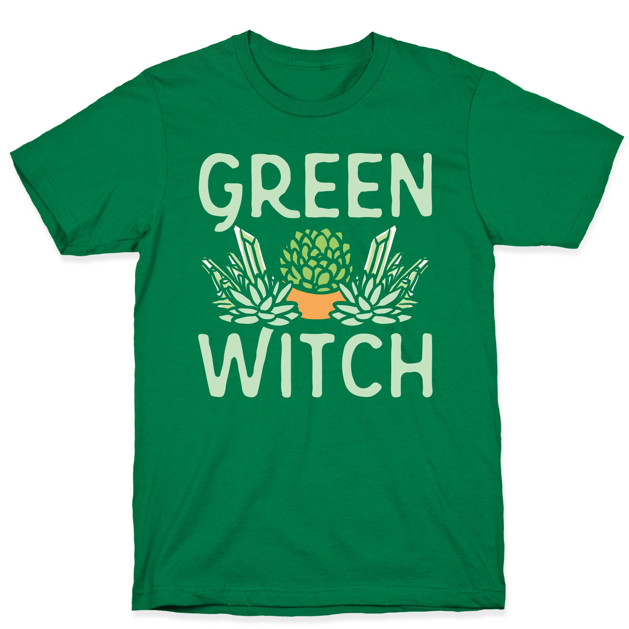 Green Witch White Print T-Shirt