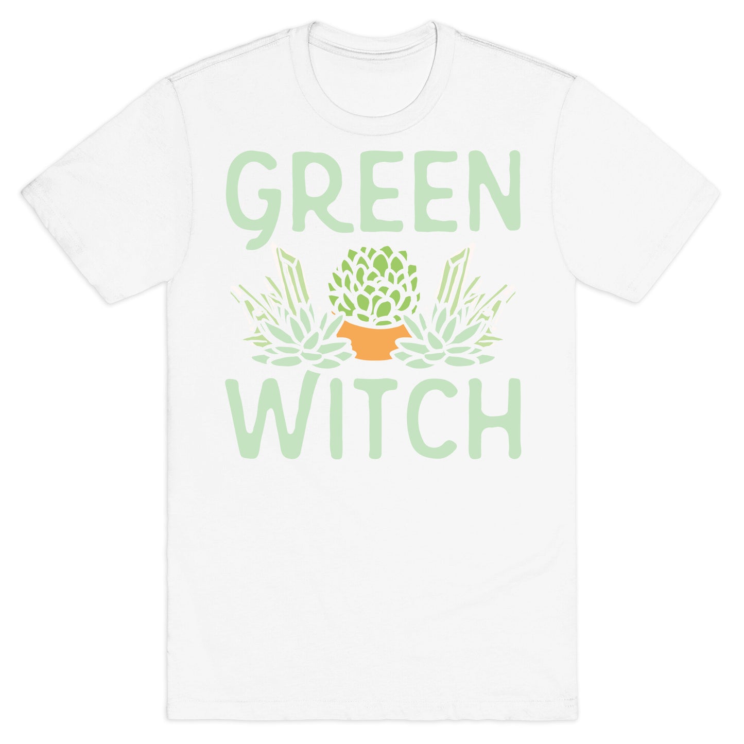 Green Witch White Print T-Shirt