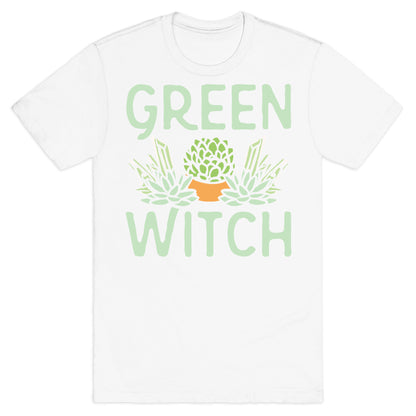 Green Witch White Print T-Shirt