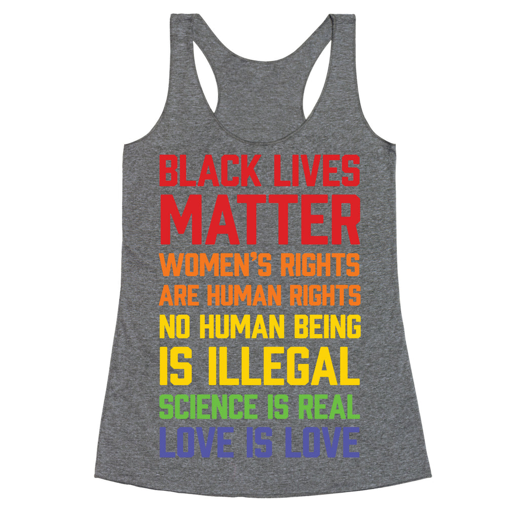 Black Lives Matter List Racerback Tank
