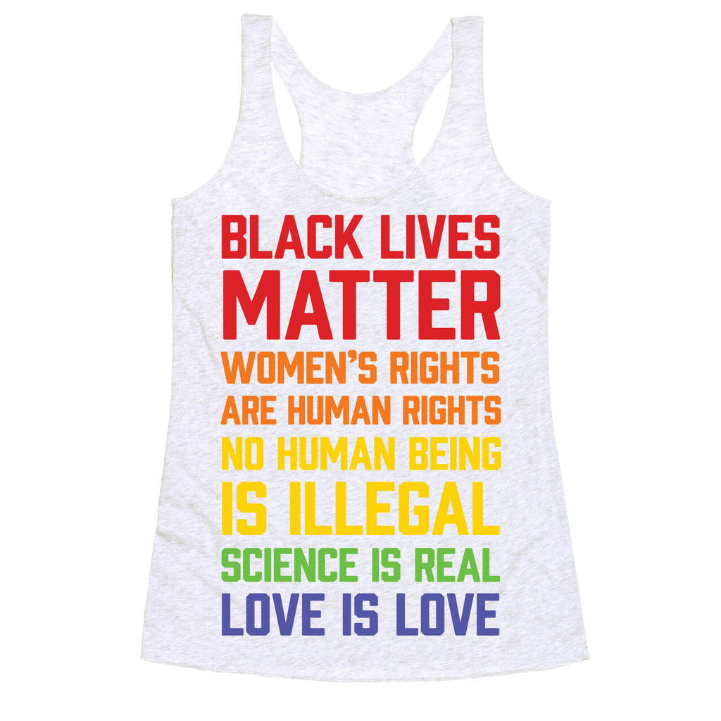 Black Lives Matter List Racerback Tank